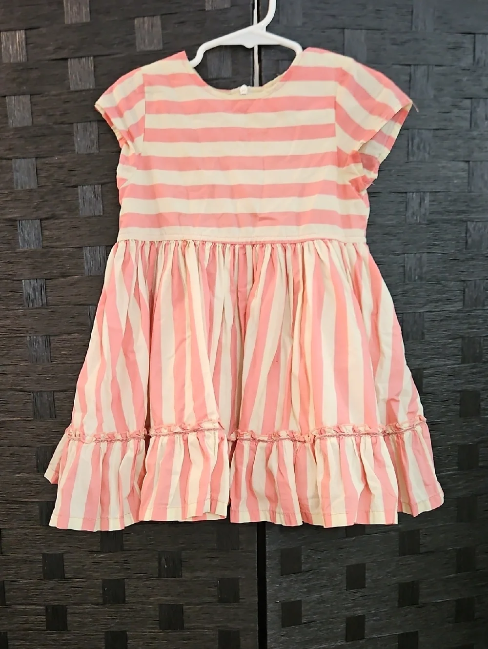 Pink Chicken Girls Pink and Cream Striped Cotton Dress 3T